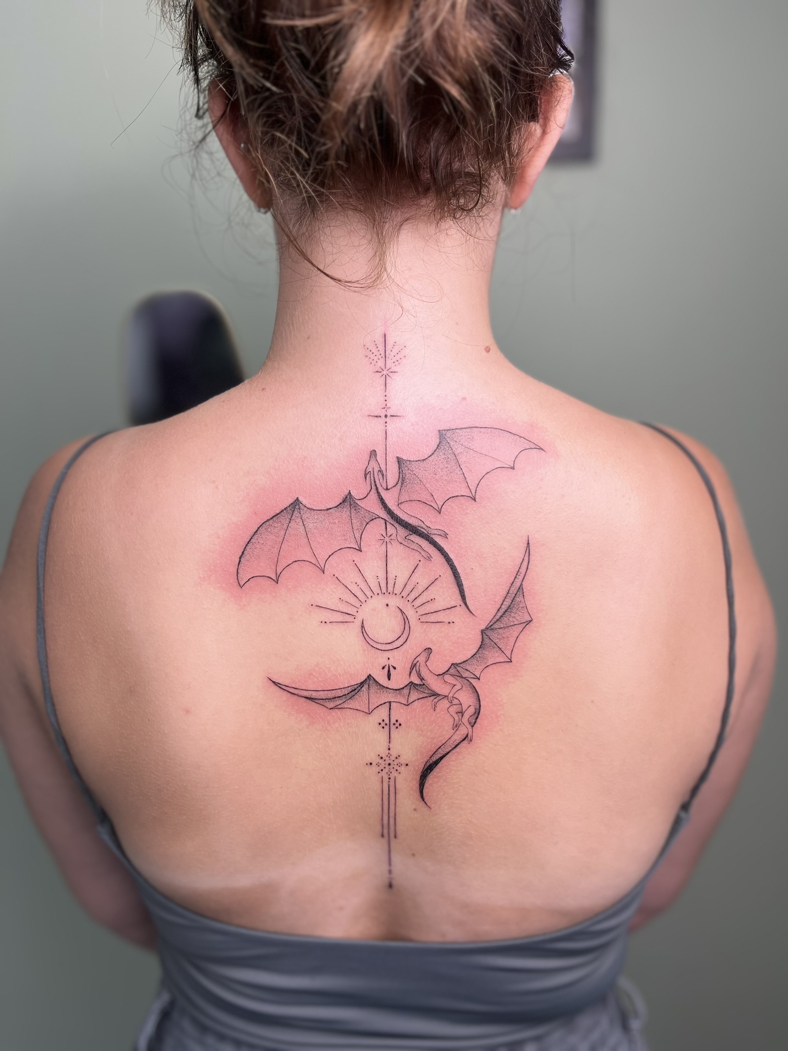 dragon on back tatoo